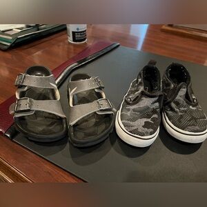 Boys gray vans size 9 and pair of slide on sandals